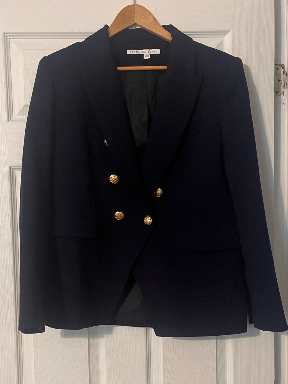 Veronica Beard Miller Dickey Blazer in Navy with Gold Buttons